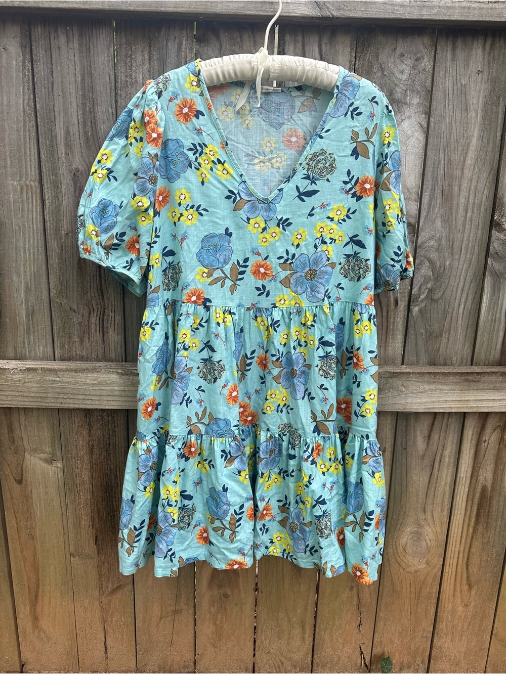 Ana cotton blue floral dress
